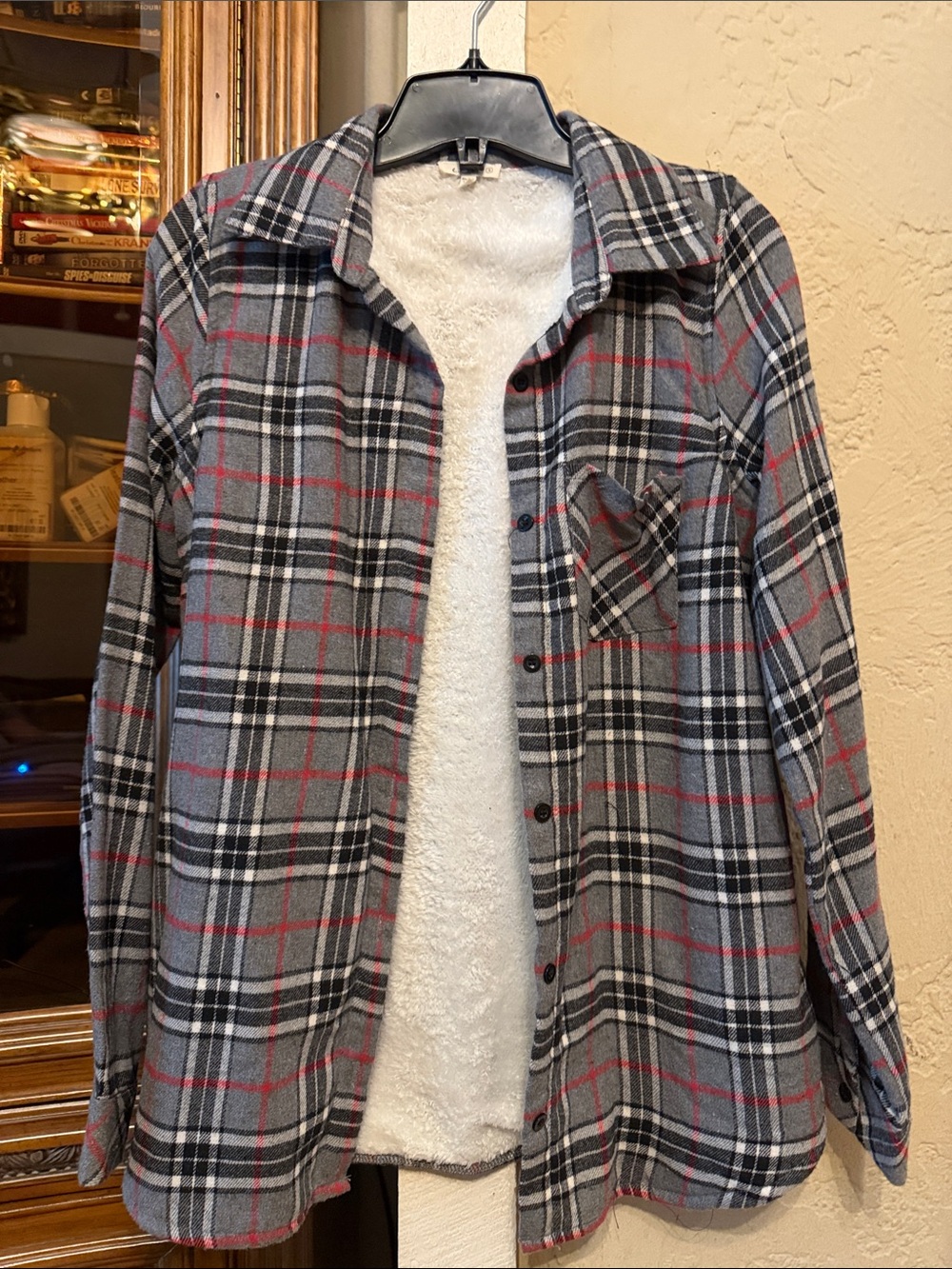 Women’s Grey Plaid Button-Down Shirt - Casual Flannel